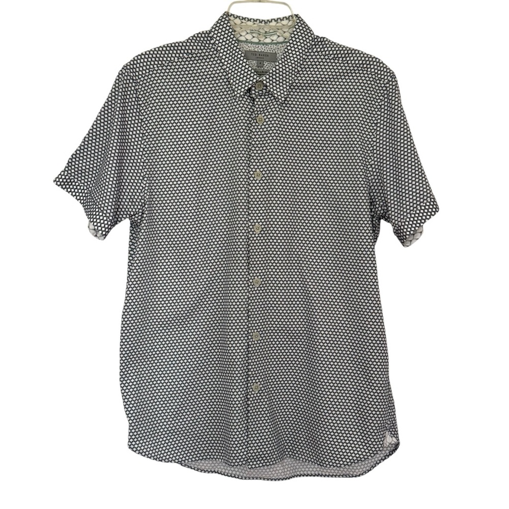 Ted Baker London  Geometric Men’s Short Sleeve Print Polo Shirt Size 4= L